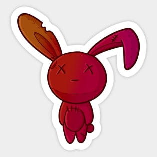 Cute red bunny plushie Sticker